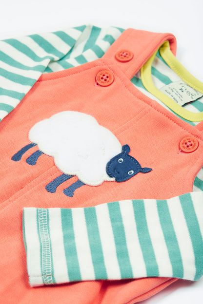 Frugi Baby Boys Cantaloupe Sheep Coverack Dungaree Outfit