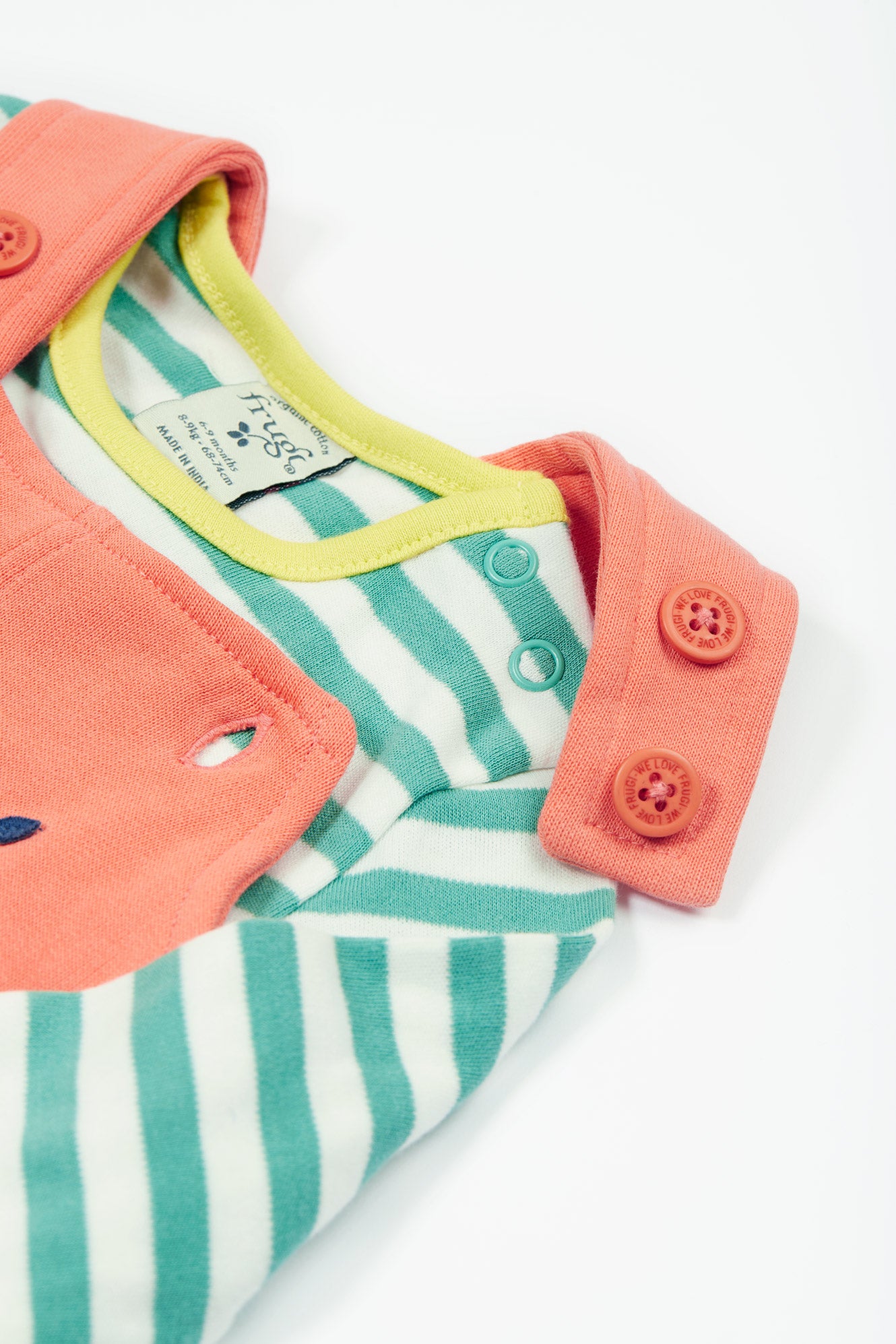 Frugi Baby Boys Cantaloupe Sheep Coverack Dungaree Outfit