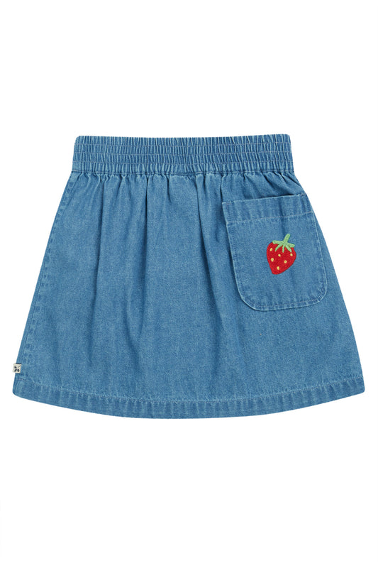 Frugi Girls Rainbow And Strawberry Charley Denim Skirt