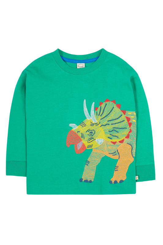 Frugi Boys Iguana and Triceratops Owen Embroidered Top