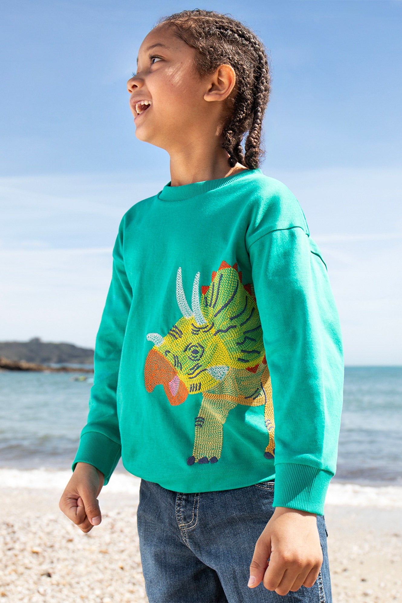 Frugi Boys Iguana and Triceratops Owen Embroidered Top