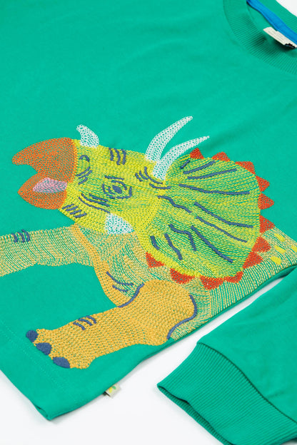 Frugi Boys Iguana and Triceratops Owen Embroidered Top