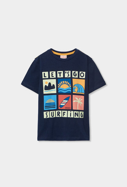 Boboli Boys Cool Vibes Surfing Navy T-Shirt