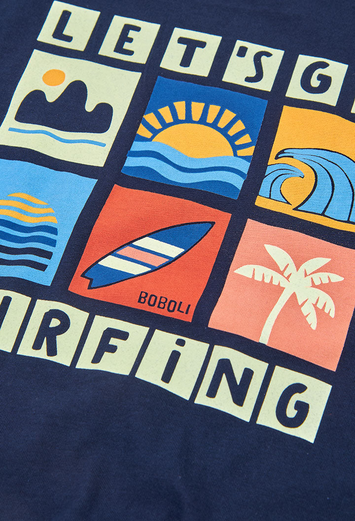 Boboli Boys Cool Vibes Surfing Navy T-Shirt