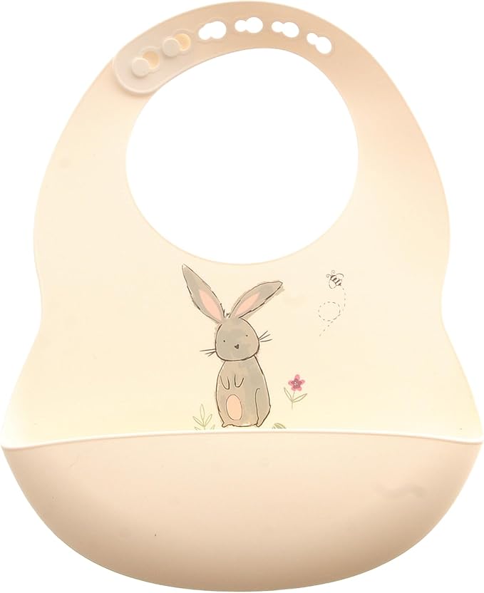 Ziggle Baby Girls Bunnies Pink Silicone Bib