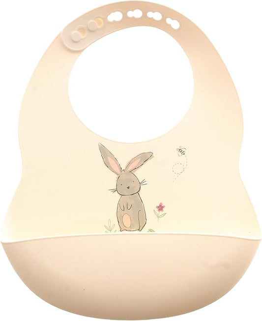 Ziggle Baby Girls Bunnies Pink Silicone Bib