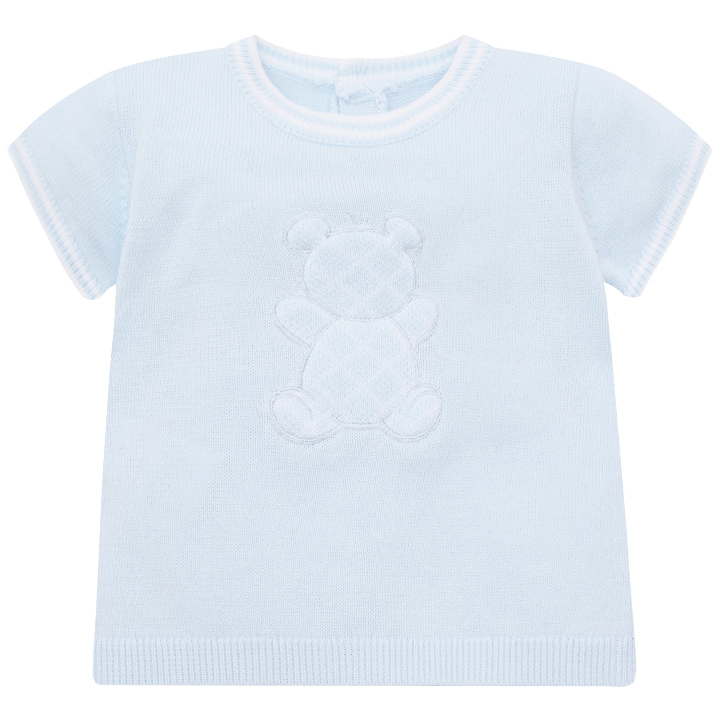 Emile et Rose Baby Boys Blue 2 piece Top and Shorts with Check Bear Motif