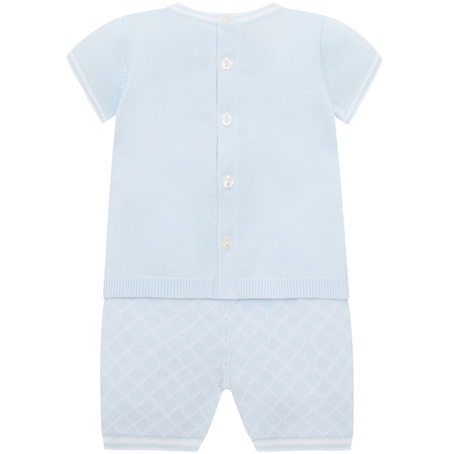 Emile et Rose Baby Boys Blue 2 piece Top and Shorts with Check Bear Motif