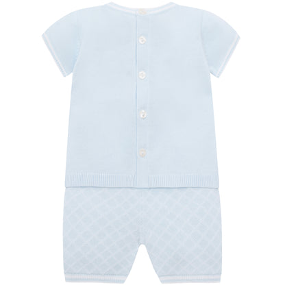 Emile et Rose Baby Boys Blue 2 piece Top and Shorts with Check Bear Motif