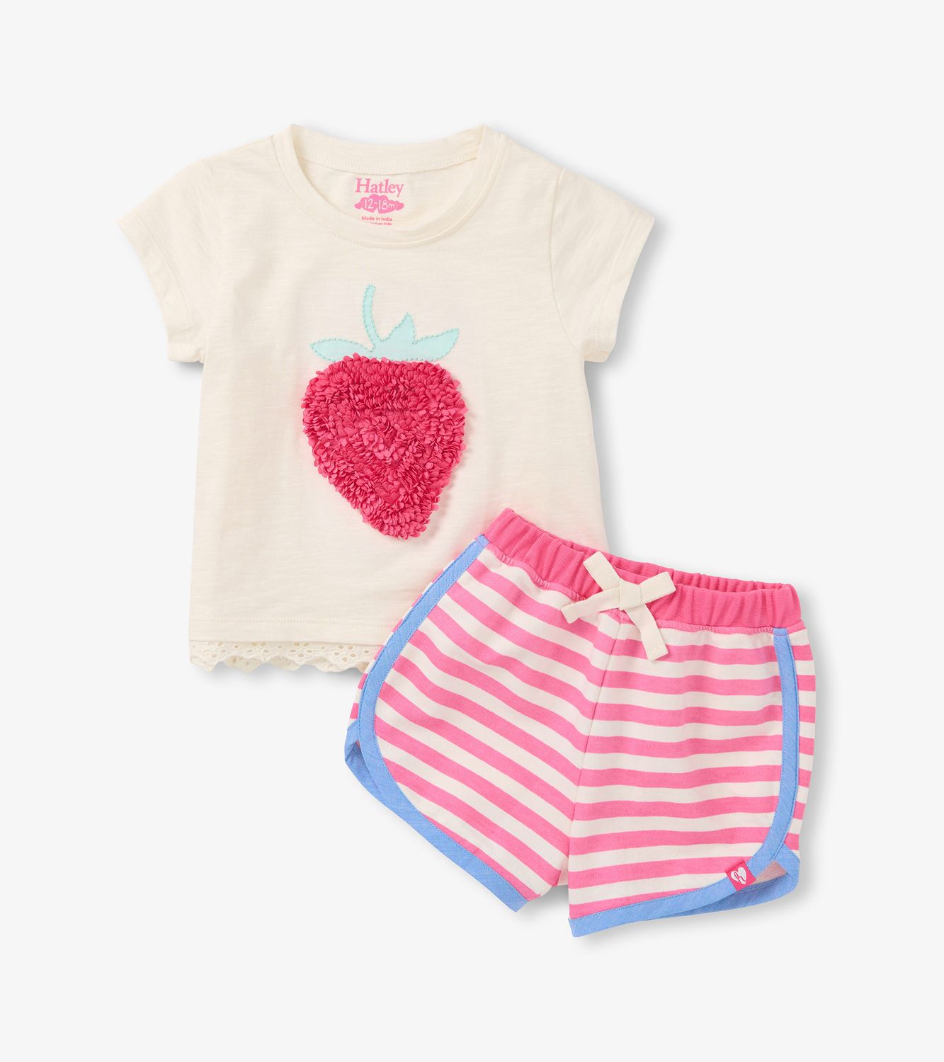 Hatley Baby Girls Raspberry Eyelet Trim Tee and Shorts Set
