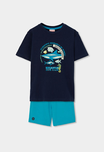 Boboli Boys Navy and Blue T-shirt and Short Set