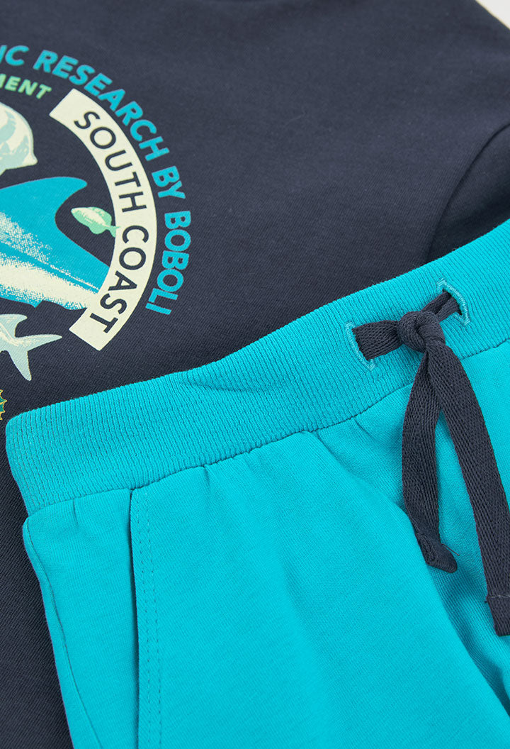 Boboli Boys Navy and Blue T-shirt and Short Set