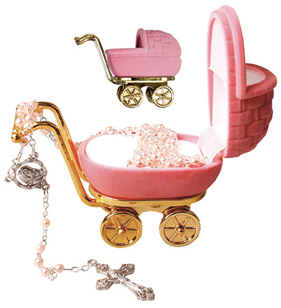 Baby Pearl Rosary Pram box Pink
