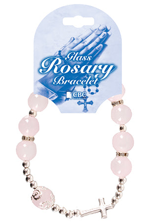Glass Rosary Bracelet  Light Pink