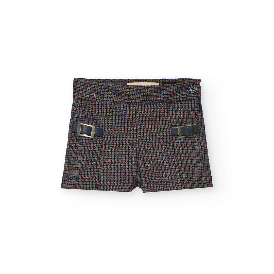 Boboli Girls Grey Checked Shorts
