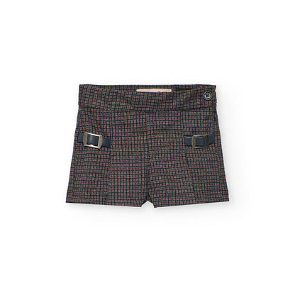 Boboli Girls Grey Checked Shorts