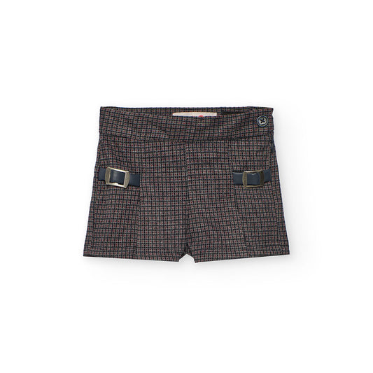 Boboli Girls Grey Checked Shorts
