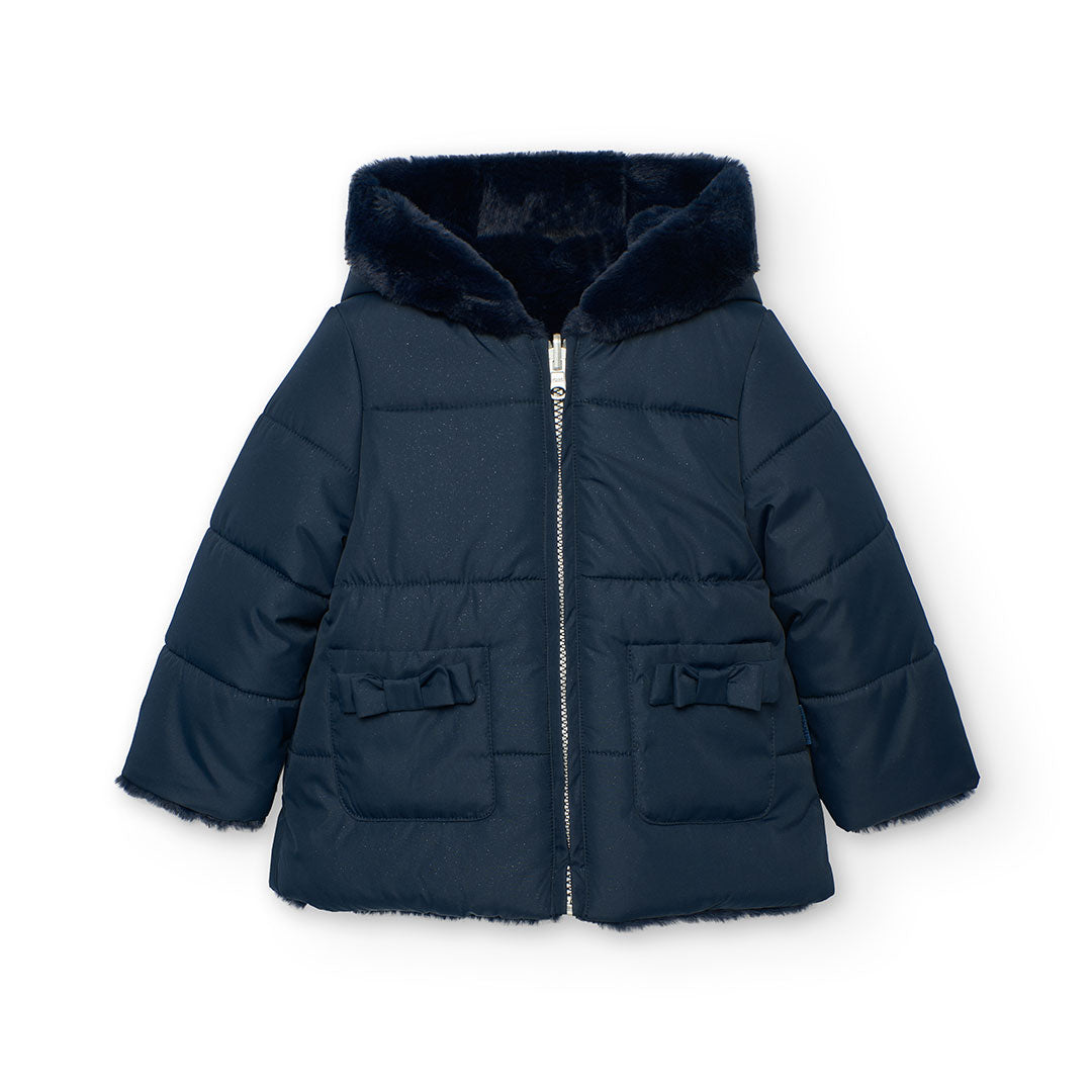 Boboli Girls Navy Reversible Coat