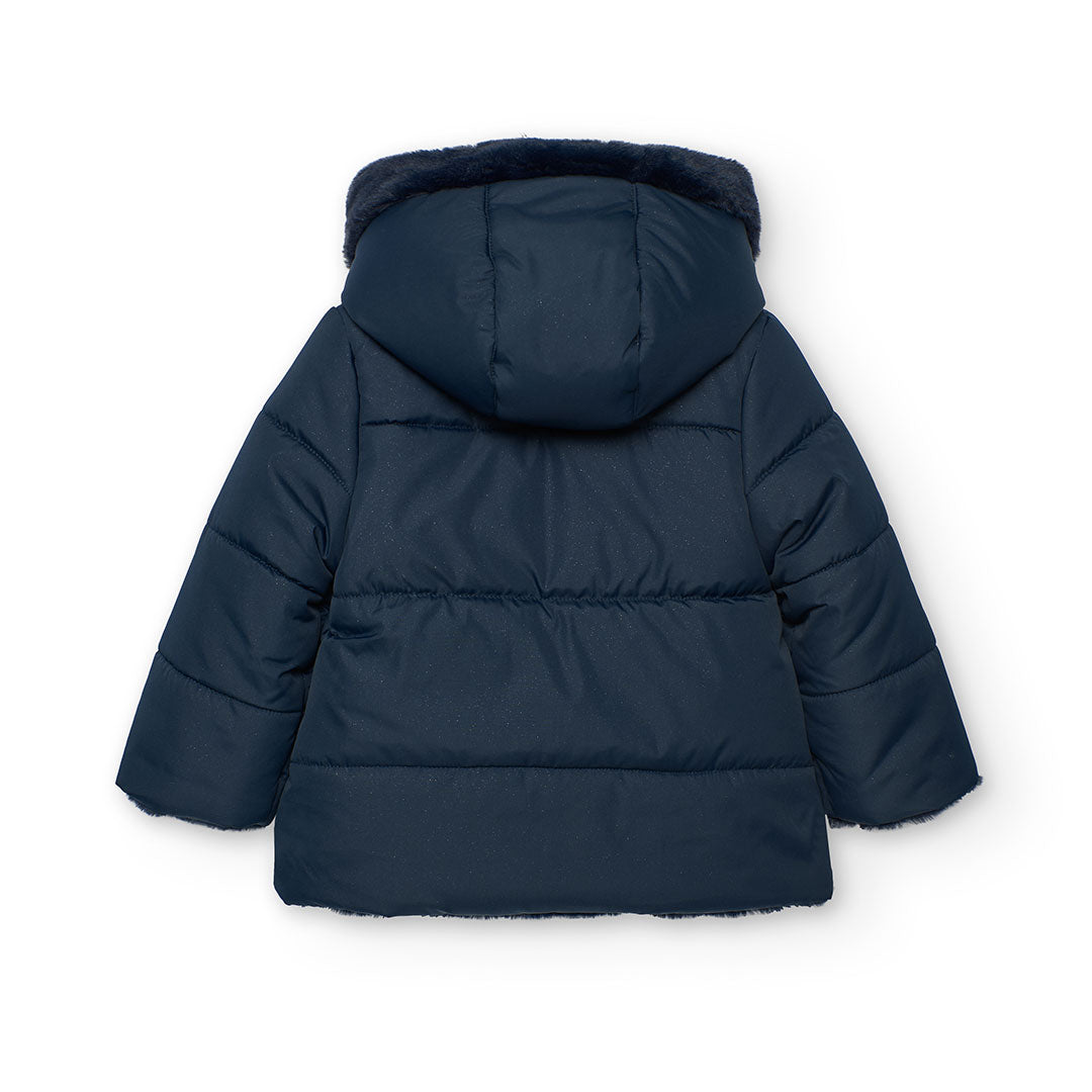Boboli Girls Navy Reversible Coat