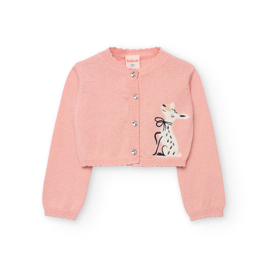 Boboli Pink Cardigan with Diamond Detailed Buttons