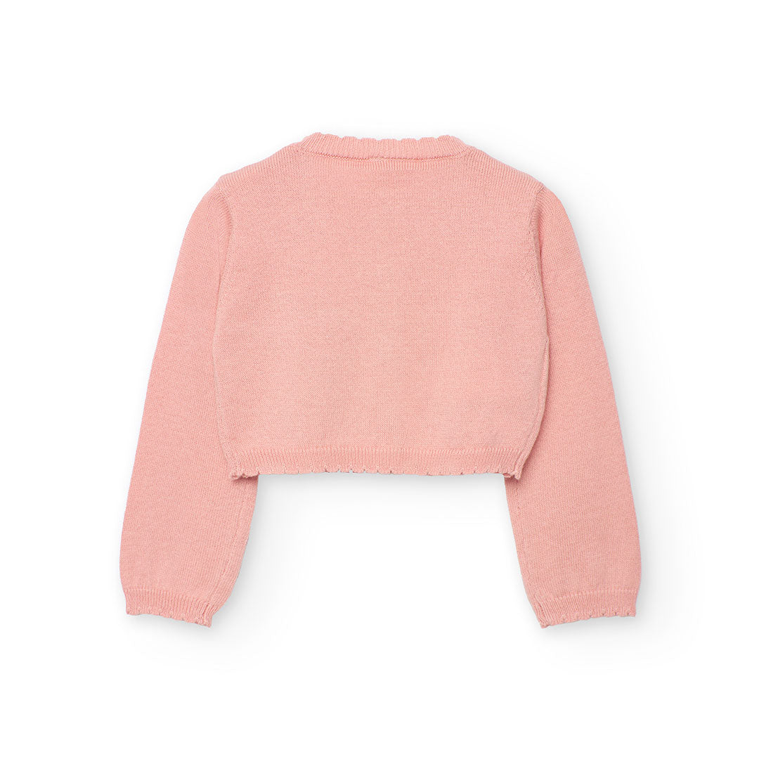 Boboli Pink Cardigan with Diamond Detailed Buttons