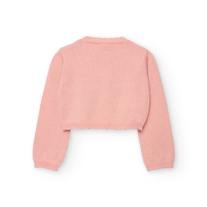 Boboli Pink Cardigan with Diamond Detailed Buttons