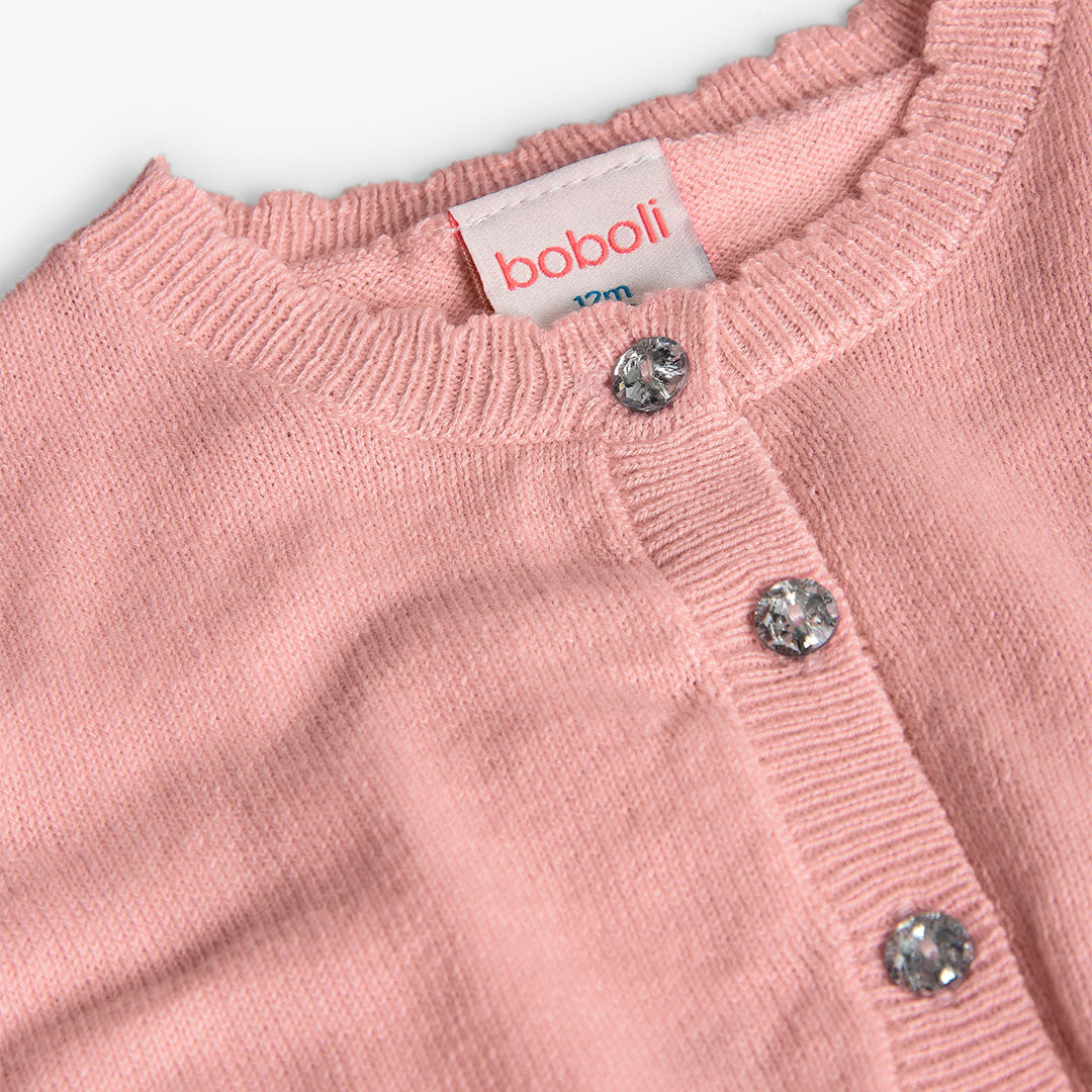 Boboli Pink Cardigan with Diamond Detailed Buttons