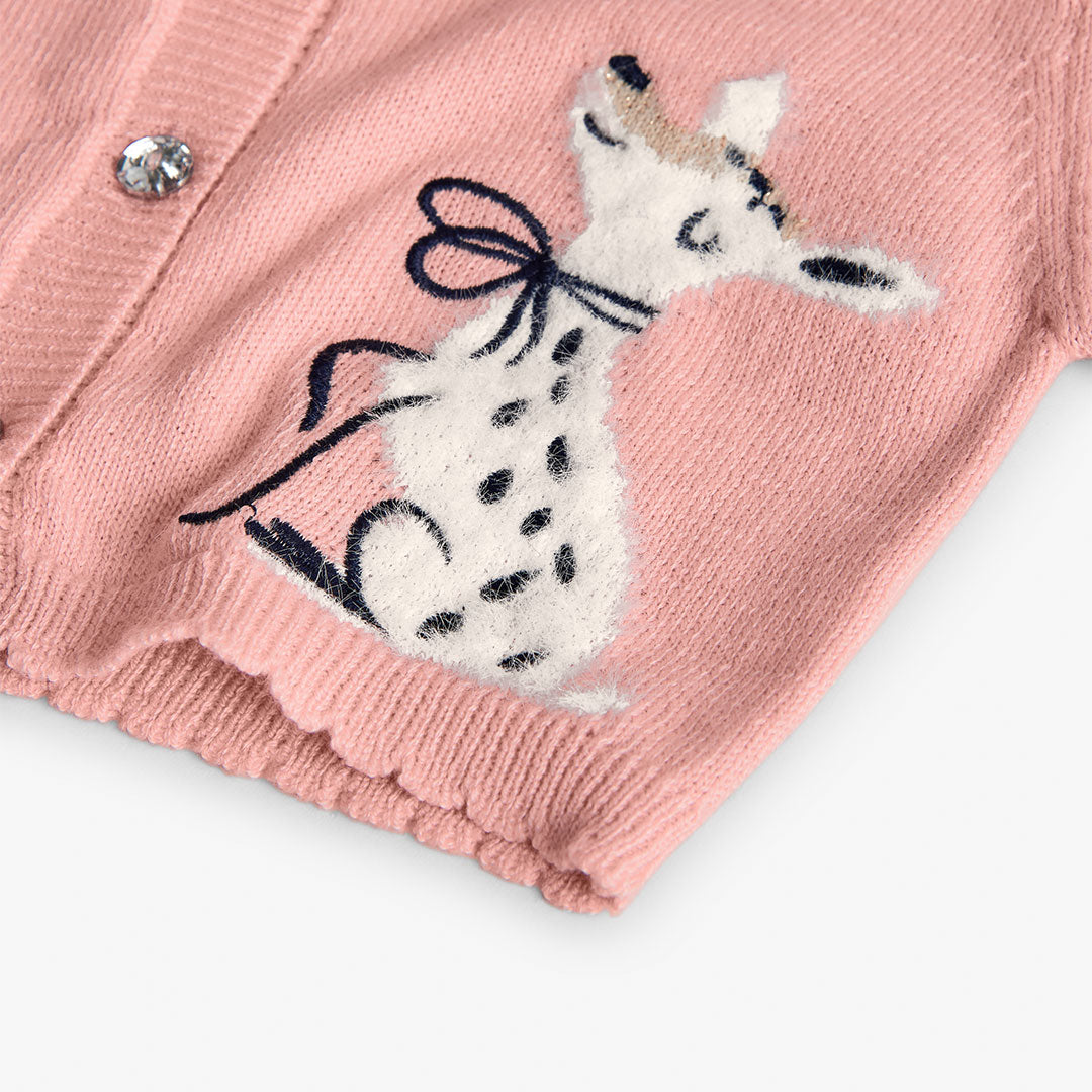 Boboli Pink Cardigan with Diamond Detailed Buttons