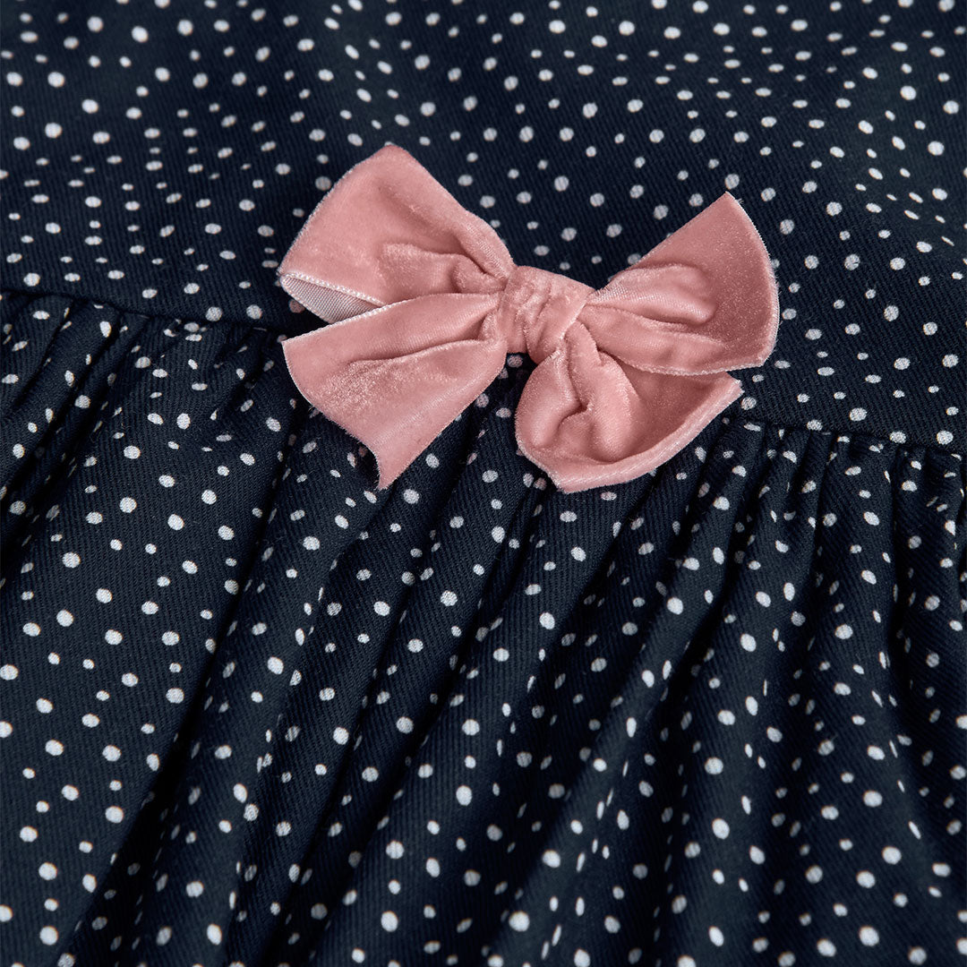 Boboli Girls Polka Dot Dress with Pink Bow