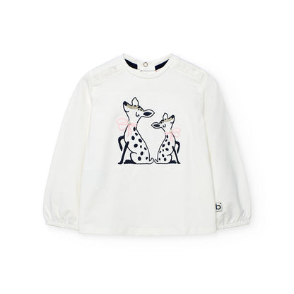 Boboli Girls White Stretch Knit T-shirt