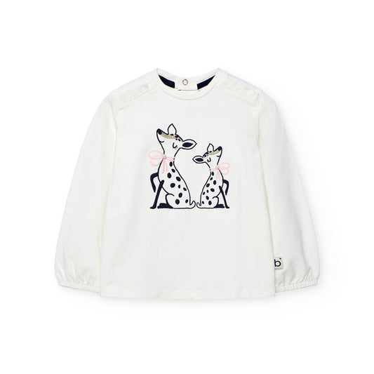 Boboli Girls White Stretch Knit T-shirt