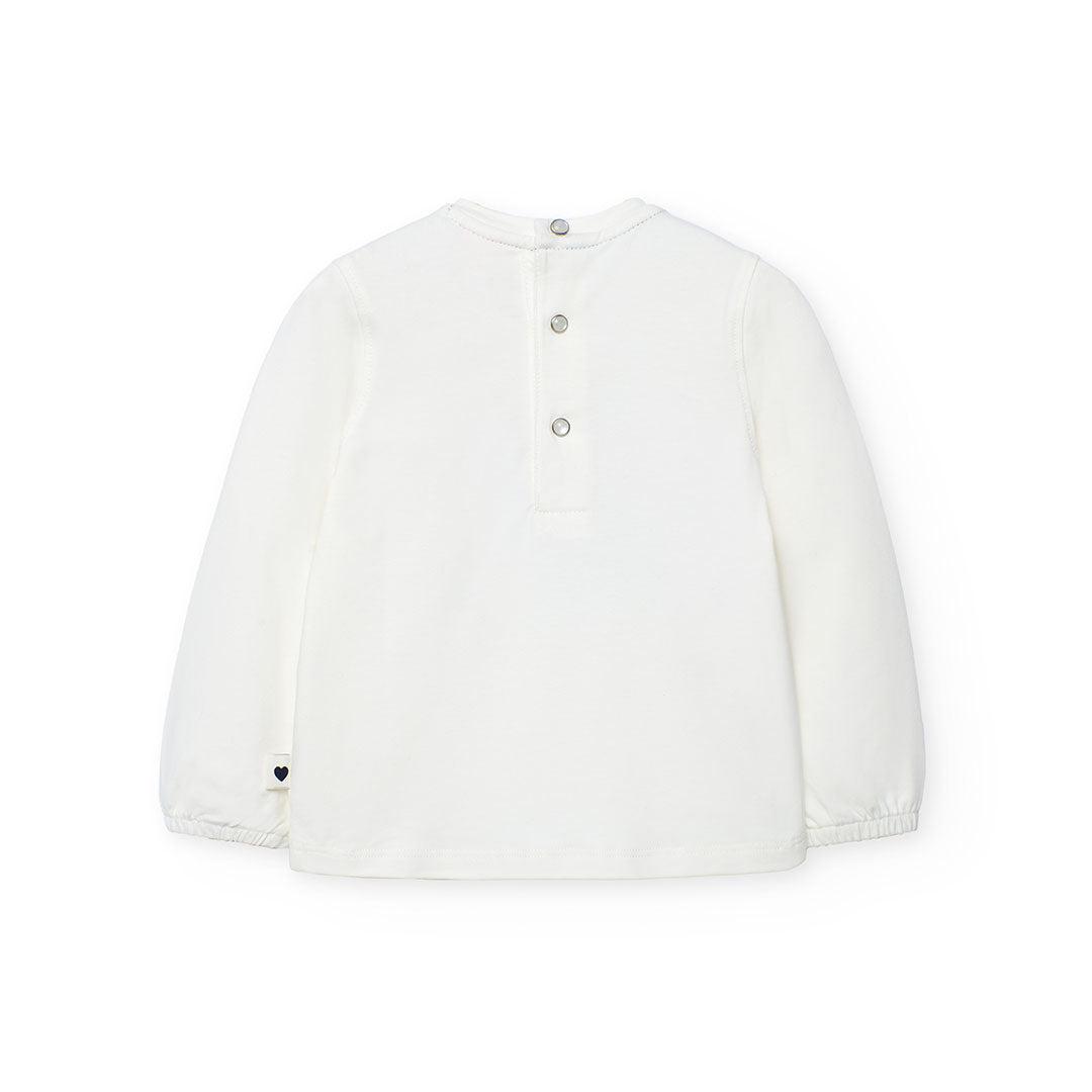 Boboli Girls White Stretch Knit T-shirt