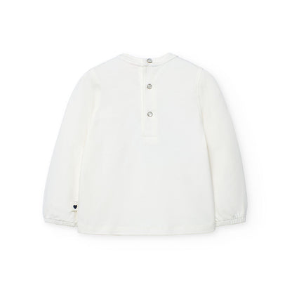 Boboli Girls White Stretch Knit T-shirt