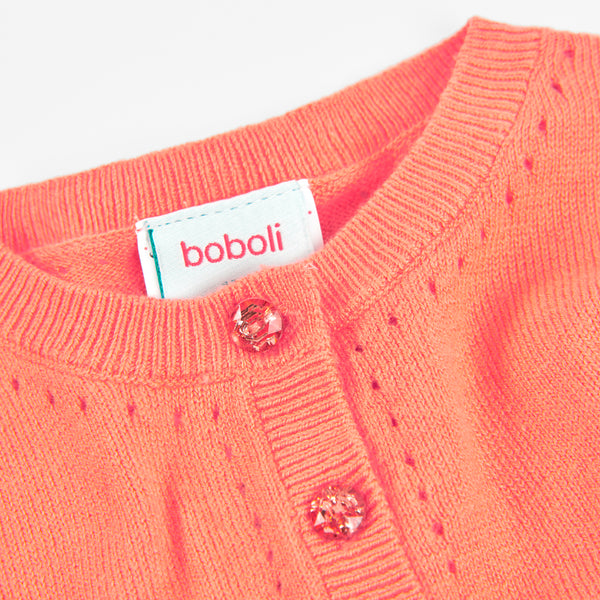 Boboli orange bow cardigan
