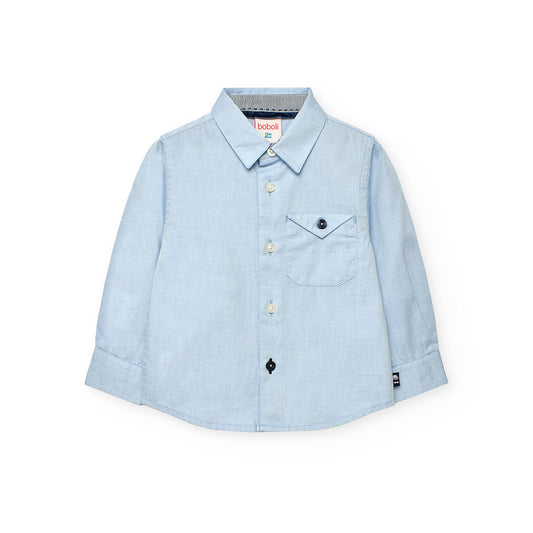 Boboli Boys Oxford Long Sleeves Sky Blue Shirt