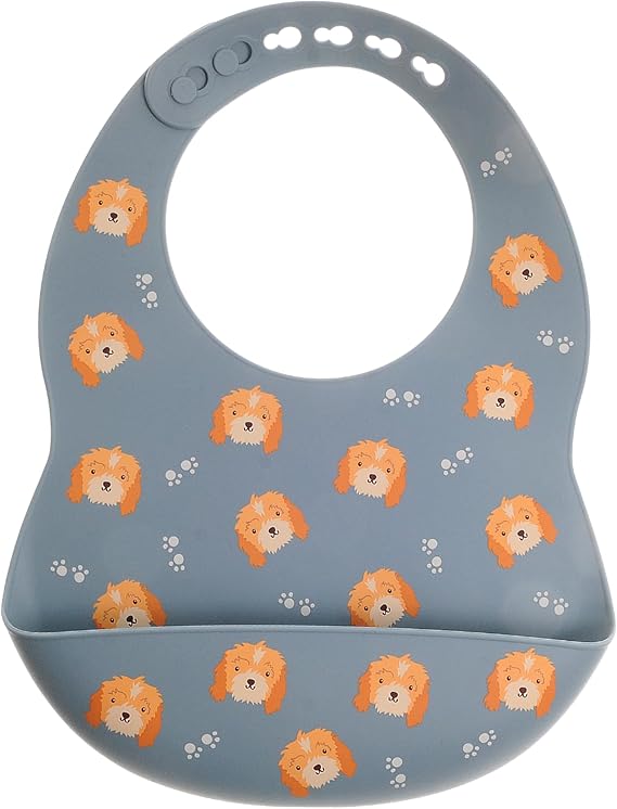Ziggle Baby Boys Cockapoo Catch It Silicone Bib