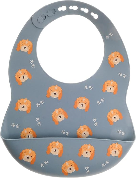 Ziggle Baby Boys Cockapoo Catch It Silicone Bib