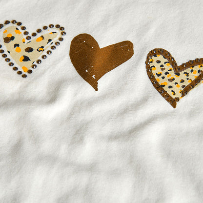 Boboli Girls Off White Long sleeve T-shirt With Gold Heart Detail