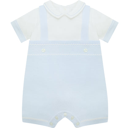 Emile et Rose Baby Boys Blue and White Romper with Braces design