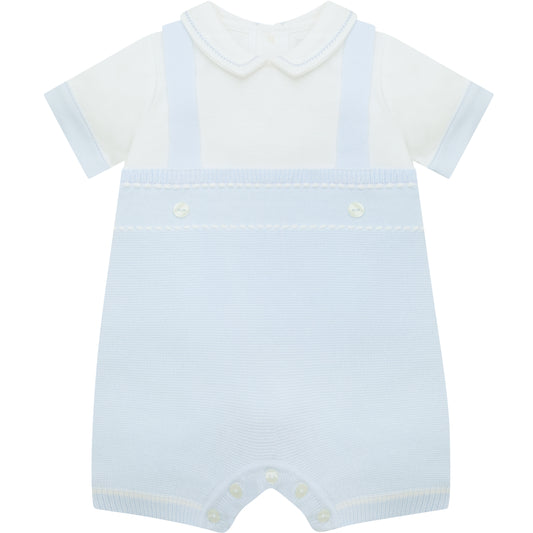 Emile et Rose Baby Boys Blue and White Romper with Braces design