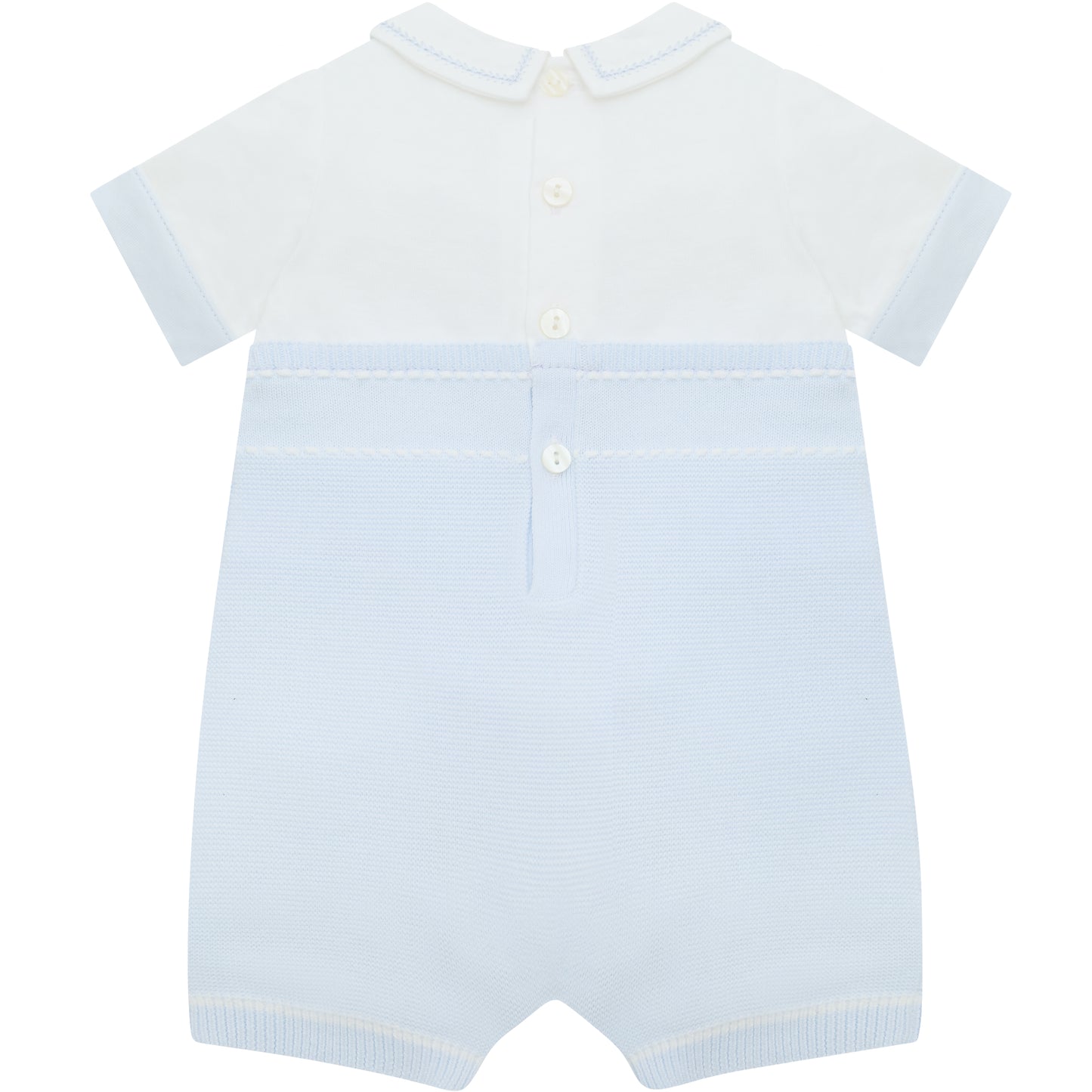 Emile et Rose Baby Boys Blue and White Romper with Braces design