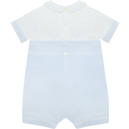 Emile et Rose Baby Boys Blue and White Romper with Braces design