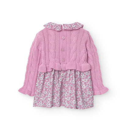 Boboli Baby Girls Pink Knitwear Detail Dress