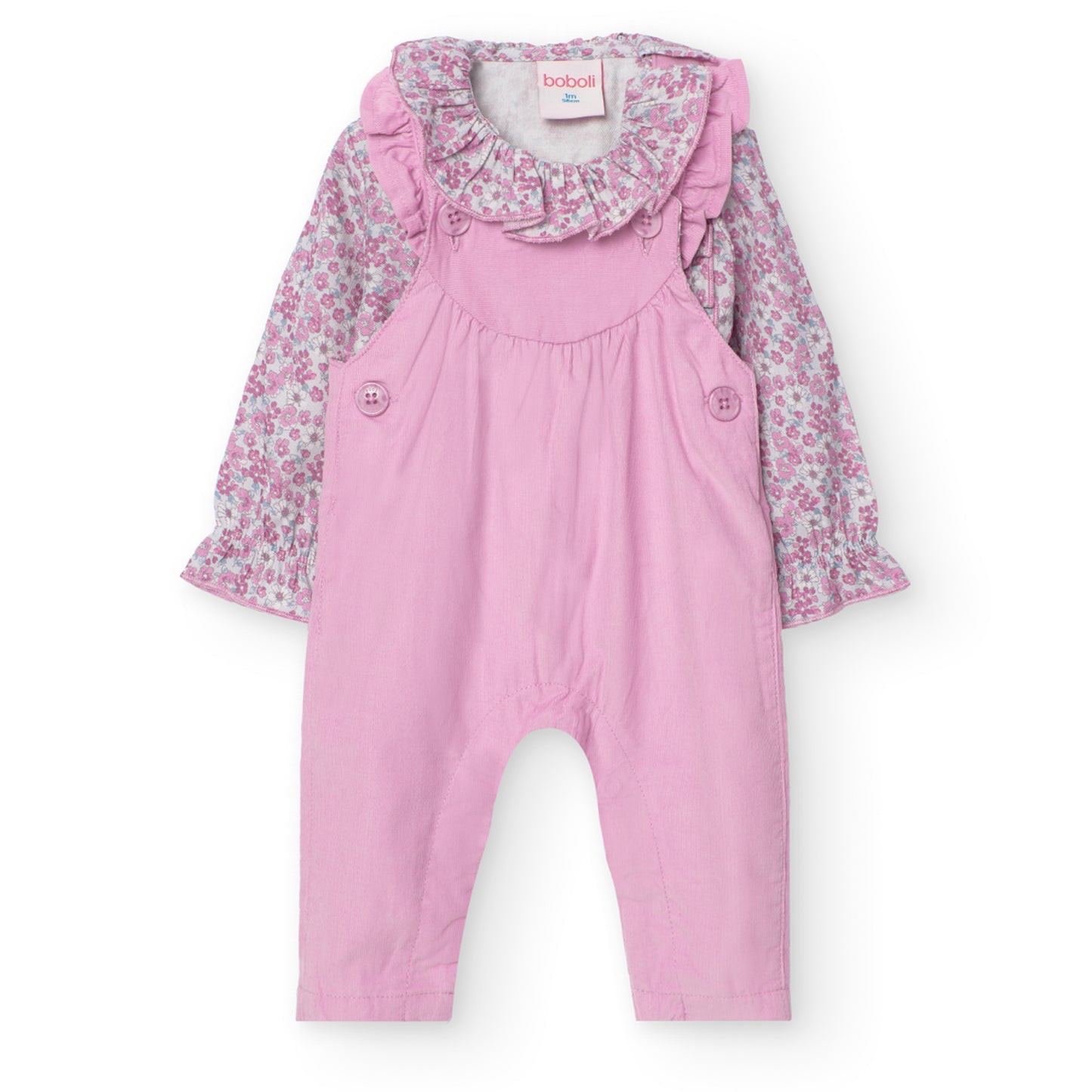 Boboli Baby Girls Pink Dungaree and Top Set