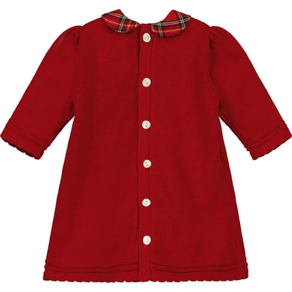 Emile et Rose Elizabeth Red Knit Baby Girl Chrsitmas Day Dress and Tights