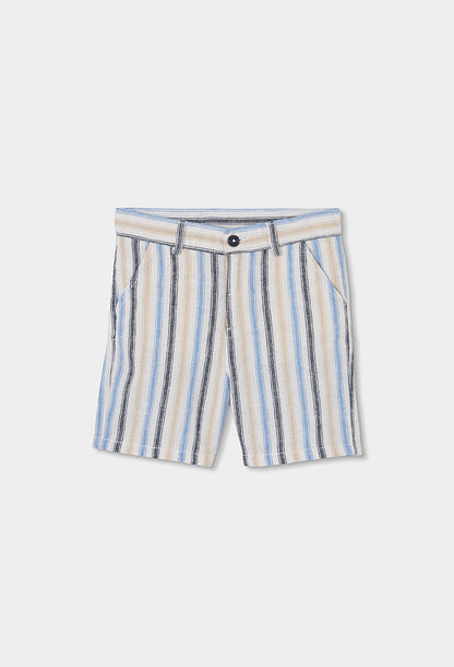 Boboli Boys Linen Stripe Bermuda Blue Shorts