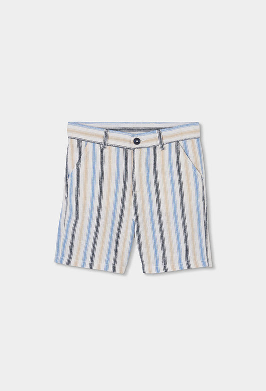 Boboli Boys Linen Stripe Bermuda Blue Shorts