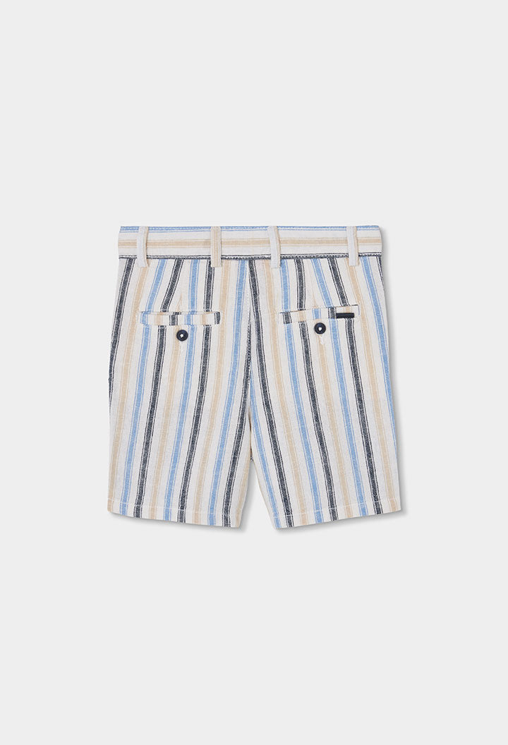 Boboli Boys Linen Stripe Bermuda Blue Shorts
