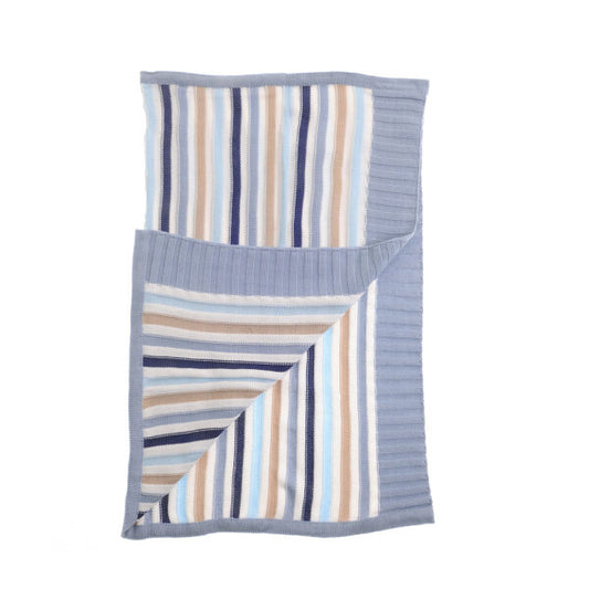 Ziggle Boys Blue and Beige Stripes Blanket