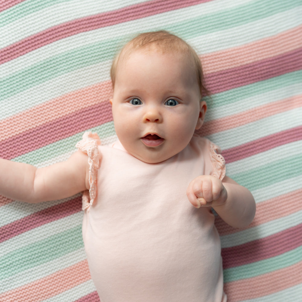 Ziggle Baby Girls Pink, White and Green Stripes Blanket